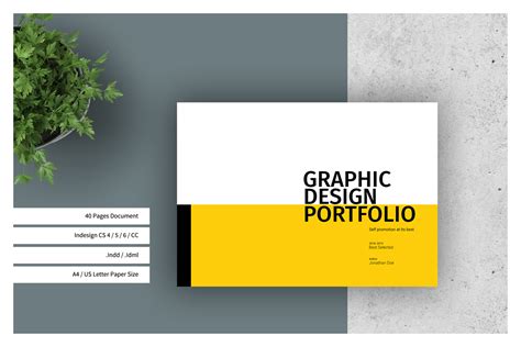 Graphic Design Portfolio Template in Brochure Templates on Yellow Images Creative Store