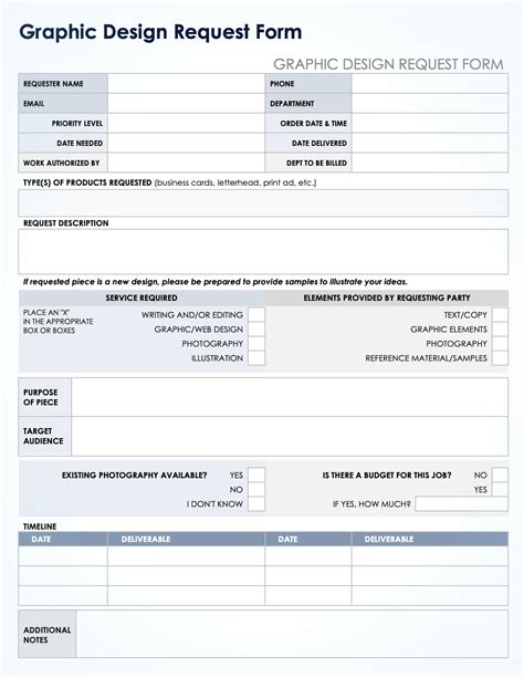 Graphic Design Request form Template Awesome Free Purchase order