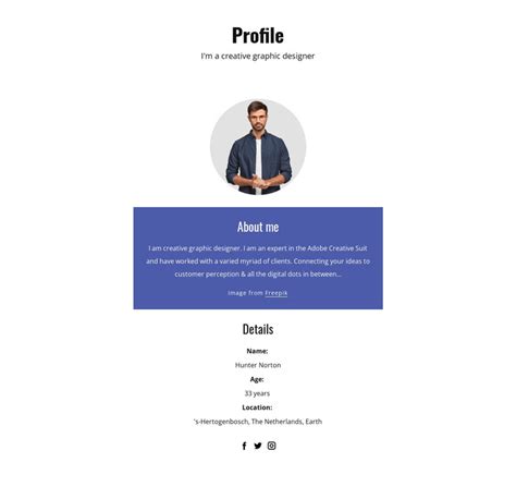 Graphic designer profile HTML Template