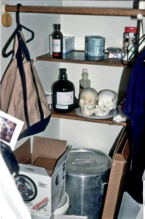 In this post, we’ll take a graphic look at what was found inside this drawer and what it tells us about Dahmer’s twisted mind.The image below is a picture of Jeffrey Dahmer’s dresser drawer: As you can see, the drawer contains a disturbing array of objects: a box of latex gloves, a roll of duct tape, a bottle of acid, and various sexual .... 