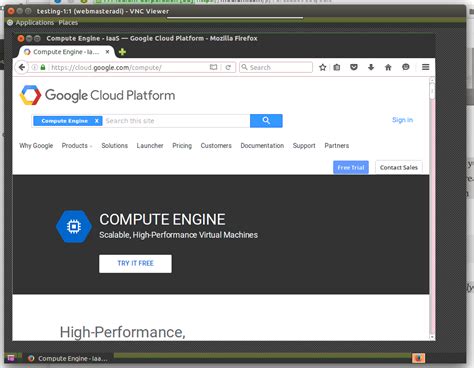 Graphical user interface (GUI) for Google Compute Engine instance by