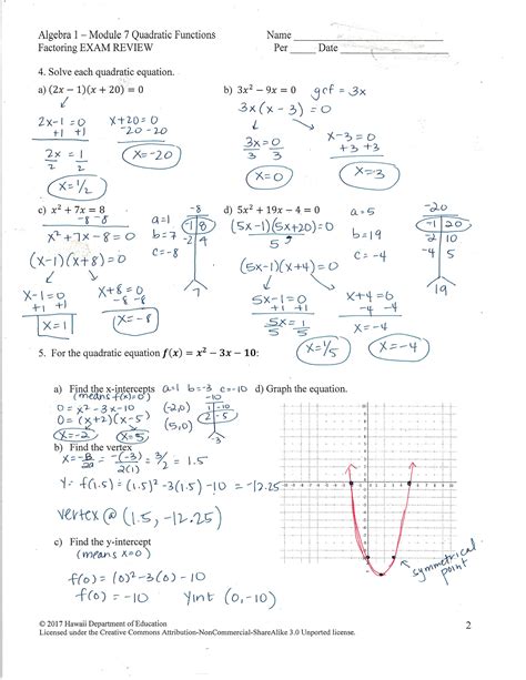 Graphing Quadratics In Factored Form Worksheet With Answers