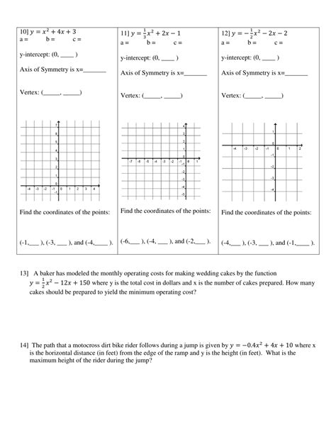 Graphing Quadratics In Standard Form Worksheet