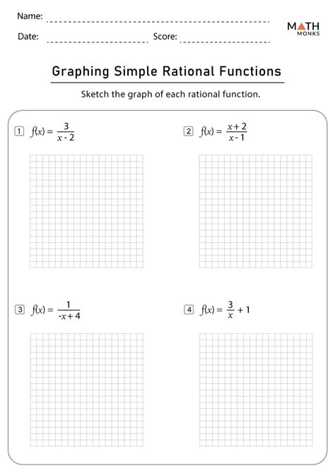 Graphing Rational Functions Practice Function Worksheets