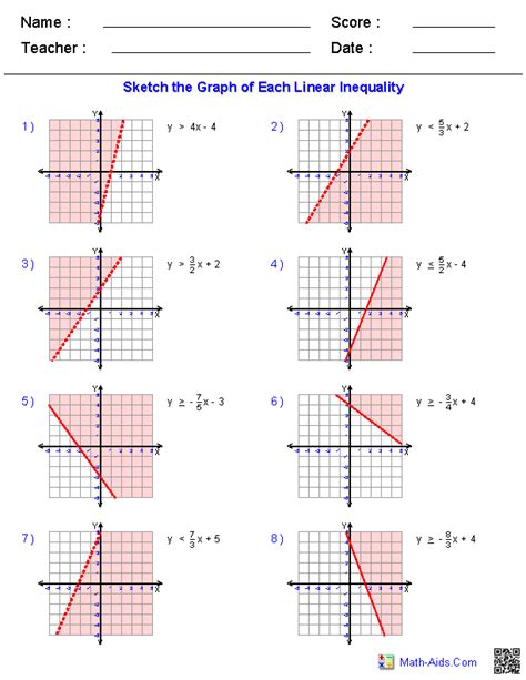 Graphing linear inequalities worksheet with answers pdf. Lesson 12: Systems of Inequalities Word Problems. The ninth graders are hosting the next school dance. They would like to make at least a $500 profit from selling tickets. The ninth graders estimate that at most 300 students will attend the dance. They will earn $3 for each ticket purchased in advance and $4 for each ticket purchased at the door. 