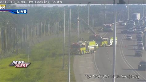 Grass fire near Turnpike in South Miami-Dade under control; NB traffic reduced to 1 lane near SW 112th Ave.