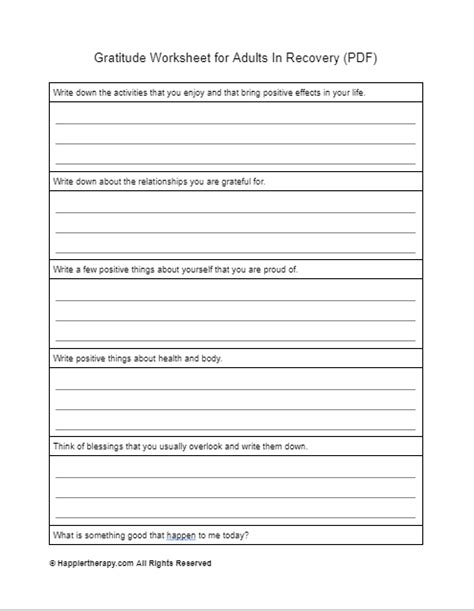 Gratitude worksheets for adults in recovery pdf. Gratitude worksheets for adults in recovery pdf Rating: 4.8 / 5 (7569 votes) Downloads: 91898 >>>CLICK HERE TO DOWNLOAD<<< By happiertherapy. Gratitude worksheet – this is a… 