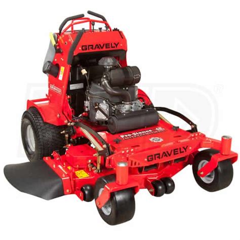 Gravely 36 inch stand on mower. 25HP Briggs & Stratton Commercial Turf Engine with Cyclonic Air Filter. Hydro-Gear ZT3400 Dual Hydrostatic Drives. 48" Deck Width - 3 blades. 7 gauge heavy-duty fabricated floating steel deck. Flip-up Standing Platform easily converts to a walk-behind. 1.5" - 4.25" Adjustable cutting height from the operator position. 