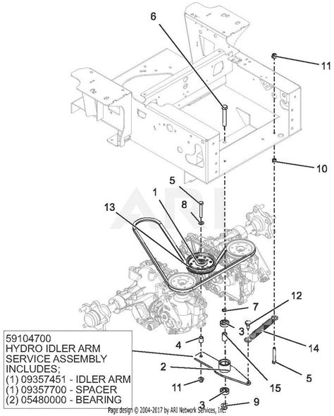 Mower Deck, Belt, Idlers And Blades diagram and repair parts lookup for Gravely 915050 (ZT 2352) - Gravely 52" Zero-Turn Mower, 23hp Kohler (SN: 000101 - 004999) . 