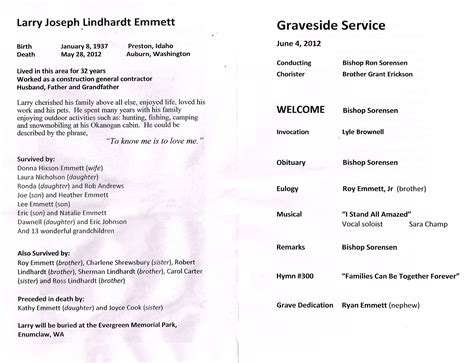 Graveside Funeral Service Template