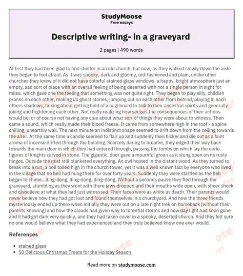 Graveyard discriptive paragraph Free Essays Studymode