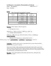 Gravimetric determination of calcium lab report mapua.  The impure calcium sam...