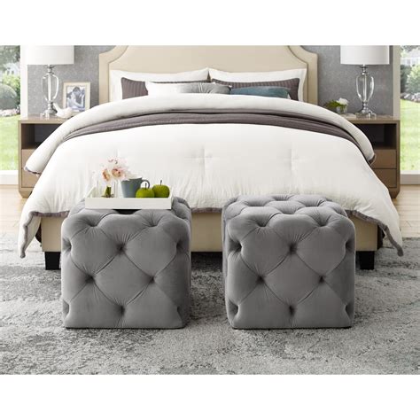 Gray Velvet Ottoman : Target