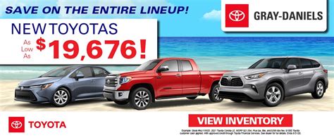 Gray Daniels Toyota in Brandon, MS offers new and used Toyota cars, trucks, and SUVs to our customers near Jackson. Visit us for sales, financing, service, and parts! Gray-Daniels Proudly Owned and Operated by McLarty Automotive Group.. 