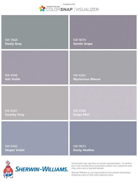 Gray paint colors with purple undertones. August 19, 2021. Gray paint colors with purple/violet undertones. Sherwin Williams Worldly Gray. This paint color is a medium hued neutral, it can be classified as a greige with undertones that are green with a dash of … 
