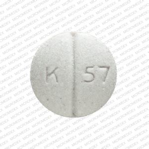 Gray pill k 57. Enter the imprint code that appears on the pill. Example: L484 Select the the pill color (optional). Select the shape (optional). Alternatively, search by drug name or NDC code using the fields above.; Tip: Search for the imprint first, then refine by color and/or shape if you have too many results. 