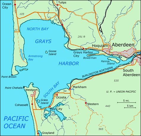 Grays Harbor. Coordinates: 46°57′02″N 124°03′04″W. Map of Grays Harbor. Grays Harbor is an estuarine bay located 45 miles (72 km) north of the mouth of the Columbia River, on the southwest Pacific coast of Washington state, in the United States. It is a ria, which formed at the end of the last ice age, when sea levels flooded the ...
