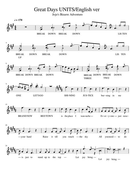 Great Days UNITS/English ver Sheet music for Violin (Solo ...