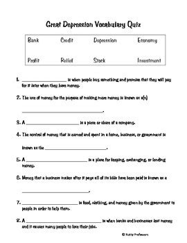 Great Depression Begins Section Quiz Answer Key