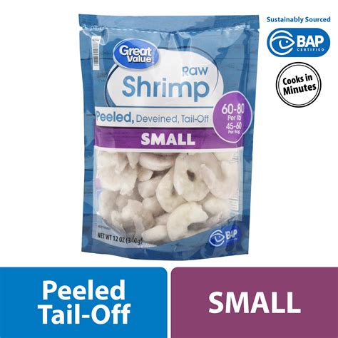 Great Value Frozen Raw Small Peeled & Deveined, Tail-off Shrimp, …