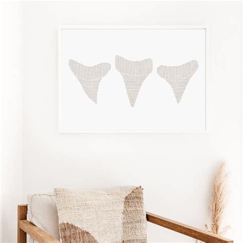 Great White Shark Tooth Artwork Modern Coastal Beach House