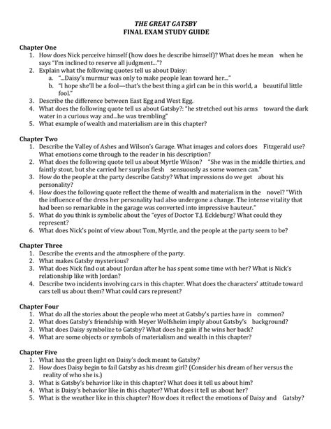Great gatsby final exam study guide. - Record di juebox manuali rowe ami.