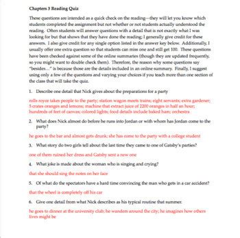 Great gatsby study guide answers chapter 3. - World war i guided reading answer key.