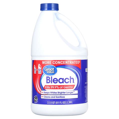 Great value bleach label.  The information given is designed Other means of...