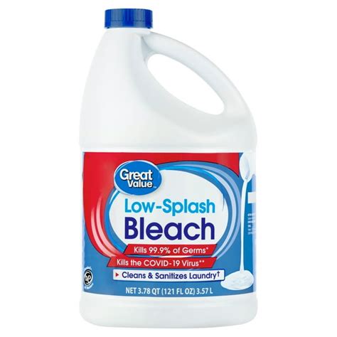 Great value low splash bleach.  Designed to work with most standard HE Great...