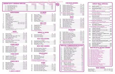Great Wall Menu. Menu Coupons. Free Fried Pork Dumplings or crab rangoon$30 or more. ... 52. Pork with Chinese Vegetable. $10.50 53. Pork with Snow Peas. $10.50 55. Pork with Mixed Vegetable. $10.50 56. Double Cooked Pork ... 393 Waller Ave Ste 14, Lexington, KY 40504. 