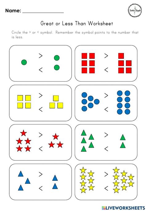 Greater Than Less Than Worksheets For Kindergarten Greater Than Less