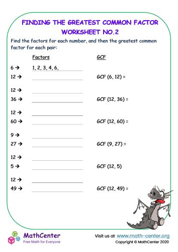 Greatest Common Factor Interactive Worksheet by Ashley Klei Wizer.me
