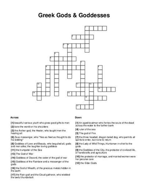 Greek Goddesses Of Destiny Crossword
