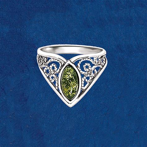 Green Amber Filigree Ring Celtic Jewelry Gaelsong