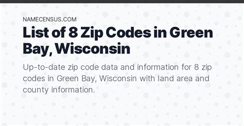 Green Bay Zip Code Zip Codes List