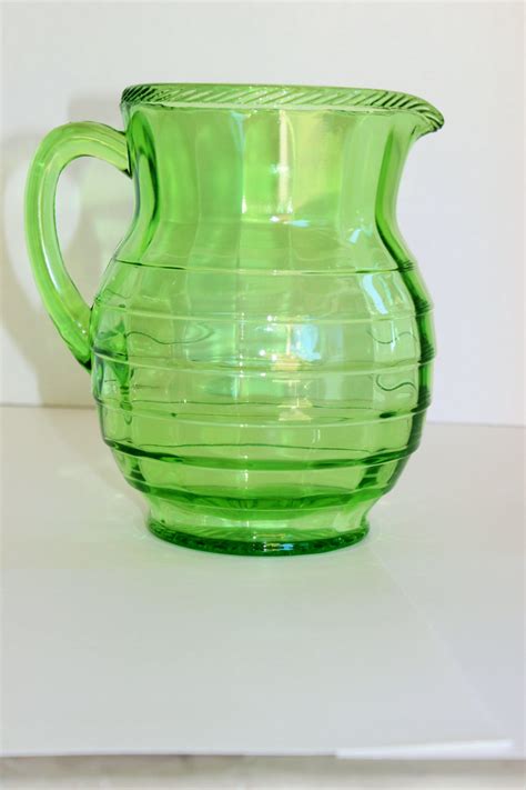 Green Depression Glass Pitcher - Etsy