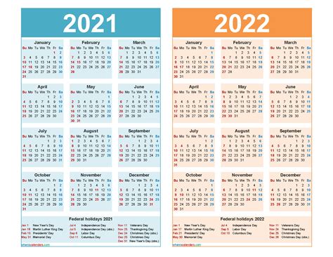 Green Dot Calendar 2021 2022