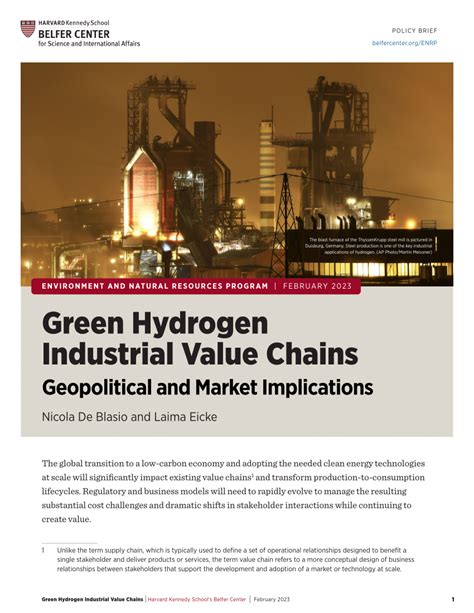 Green Hydrogen Industrial Value Chains: Geopolitical and Market ...