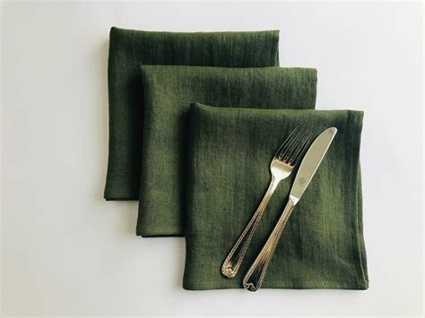 Green Linen Napkins - Etsy UK