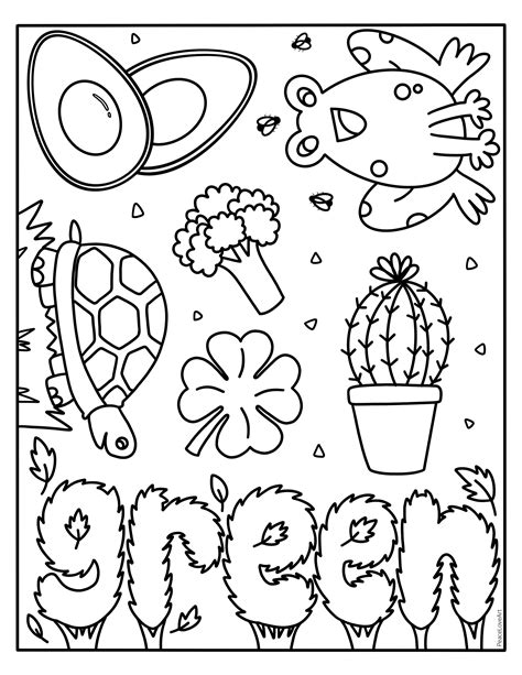 Green Things Coloring Page - Etsy