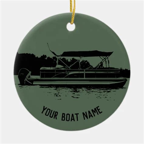 Green and Black Pontoon Boat Ornament Zazzle