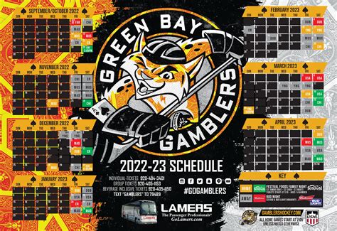 Green bay gamblers schedule. Hide/Show Additional Information For Massachusetts Pirates - March 17, 2024 Mar 23 (Sat) 6:05 PM E * 