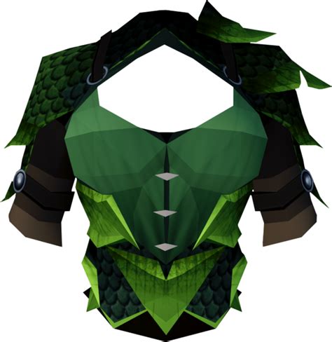 A green d'hide body (g) is part of the green d'hide gold-trimmed armour set, along with green d'hide chaps (g). Its stats are identical to a green d'hide body, but it has a gold trim. To wear a green dragonhide body (g), a player must have 40 Ranged and 40 Defence, and must have completed the Dragon Slayer I quest. . 