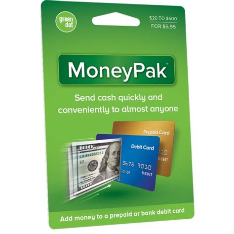 Green dot money pak. Deposit cash to any eligible prepaid or bank debit card. For a $5.95 flat fee you can deposit $20 - $500 in cash at 70,000+ retailers nationwide. 