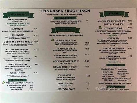 Green frog restaurant jacksboro tx. Review. Share. 210 reviews #1 of 20 Restaurants in Aylmer $$ - $$$ Canadian Soups Vegetarian Friendly. 8122 Rogers Rd S Malahide Township, Aylmer, Ontario N5H 2R4 Canada +1 519-773-3435 Website Menu. Closed now : See all hours. 
