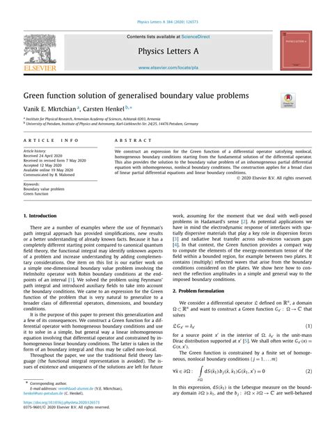 Green function solution of generalised boundary value