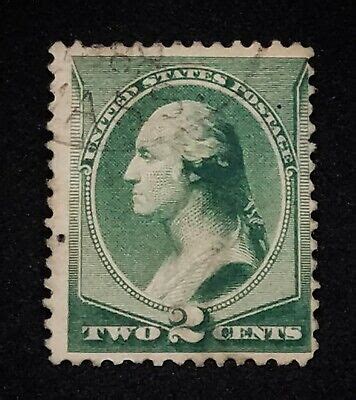 Vintage 1 Cent US Stamp George Washington Green Scott Cancelled Per