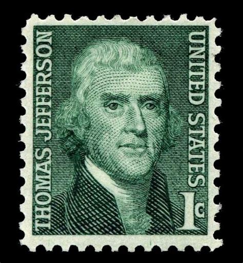 Stamp Art, Green, Thomas Jefferson, 1 cent, USA, used stamps