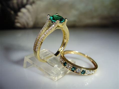 Green wedding ring. Check out our emerald green wedding ring selection for the very best in unique or custom, handmade pieces from our wedding bands shops. 