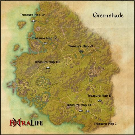 Greenshade Treasure Map V is a treasure map in the Elder Scrolls Online. It points to a location in Greenshade where a hidden treasure can be found..